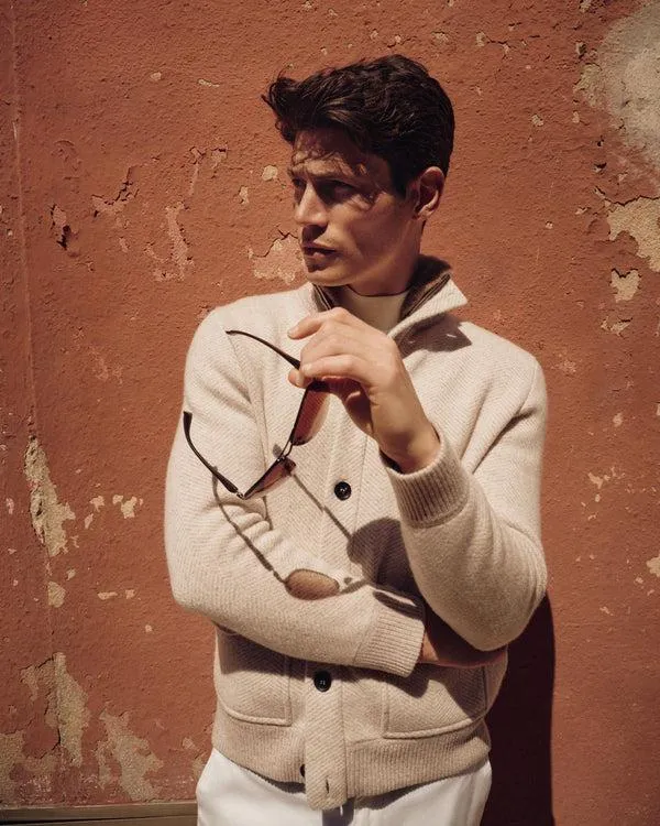 Men Men039s Herringbone Cashmere JacketIn Sand Brown Sand Brown NPeal Coats and Jackets