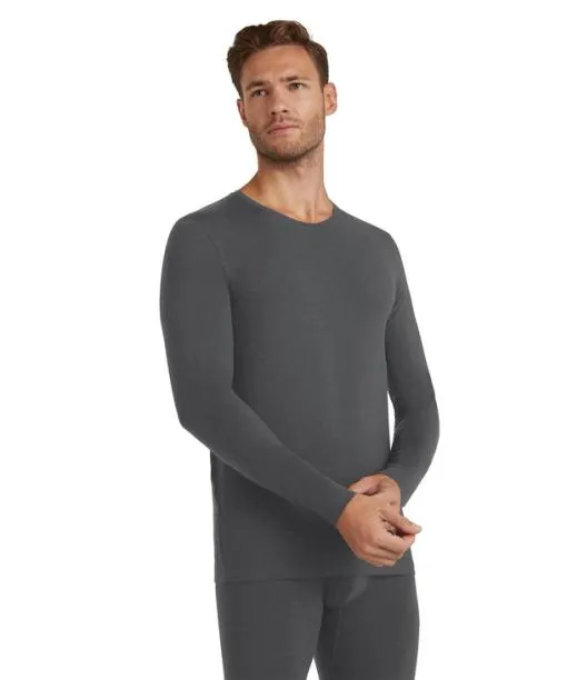 Men Men Long Sleeve Shirt Roundneck Daily ClimaWool Dark Grey FALKE Shirts