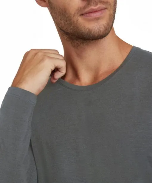 Men Men Long Sleeve Shirt Roundneck Daily ClimaWool Dark Grey FALKE Shirts