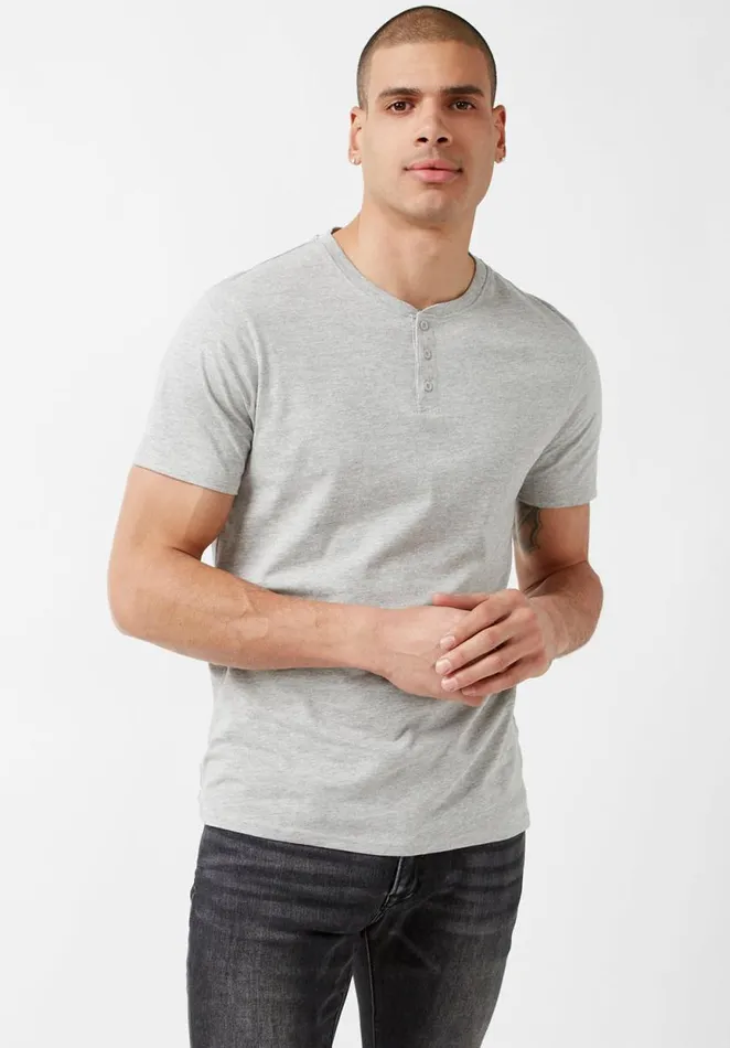 Men Newson Heather Grey Buttoned TShirt Light Heather Grey Buffalo David Bitton Underwear Men Newson Heather Grey Buttoned TShirt Light Heather Grey Buffalo David Bitton Underwear