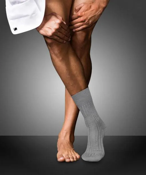 Men No 13 Finest Piuma Cotton Men Socks Mgrey Mel FALKE Socks