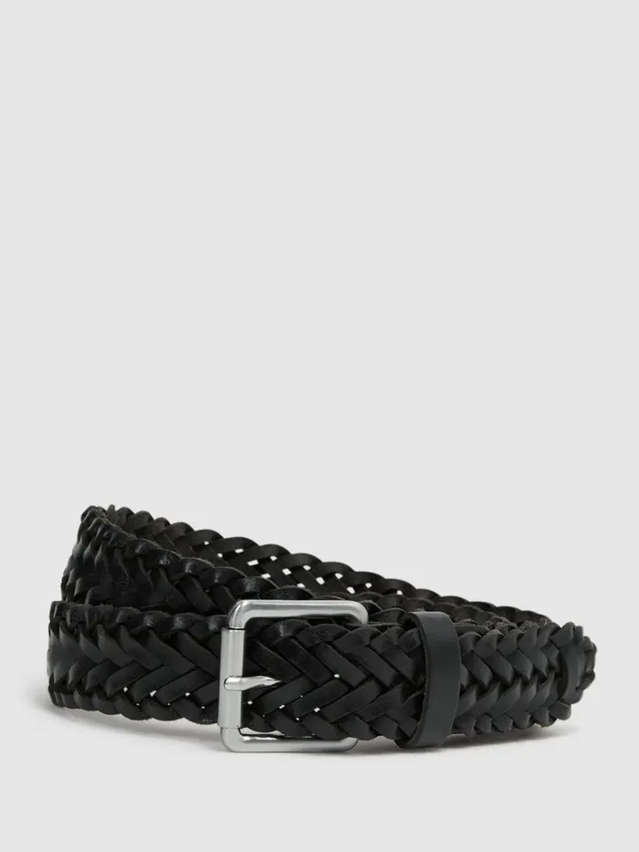 Men Reiss Belts Carlton Woven Leather Belt Black