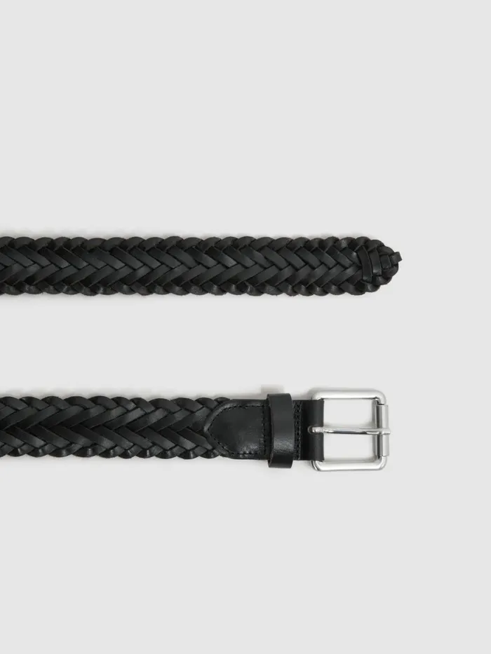 Men Reiss Belts Carlton Woven Leather Belt Black
