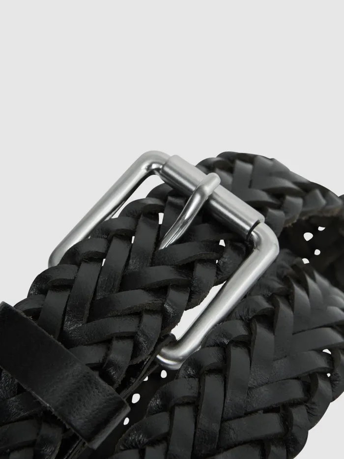 Men Reiss Belts Carlton Woven Leather Belt Black