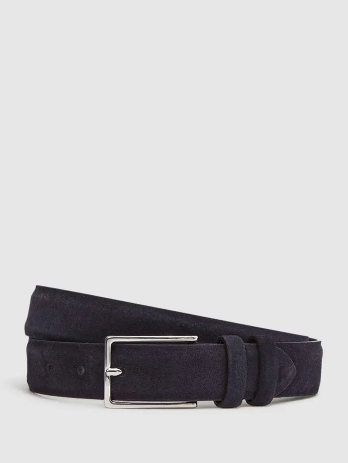 Men Reiss Belts Dante Suede Belt Navy