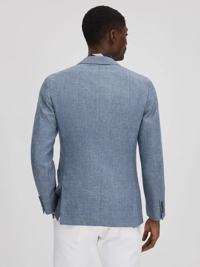 Men Reiss Blazers Ravenswood Slim Fit Single Breasted Wool Blend Blazer Indigo