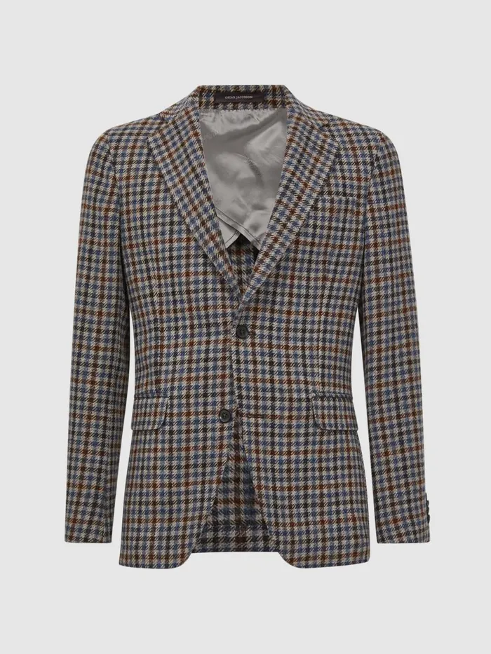 Men Reiss Brands Jacobson Wool Double Breasted Blazer Blue Moon