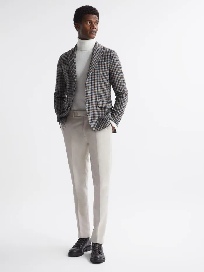 Men Reiss Brands Jacobson Wool Double Breasted Blazer Blue Moon