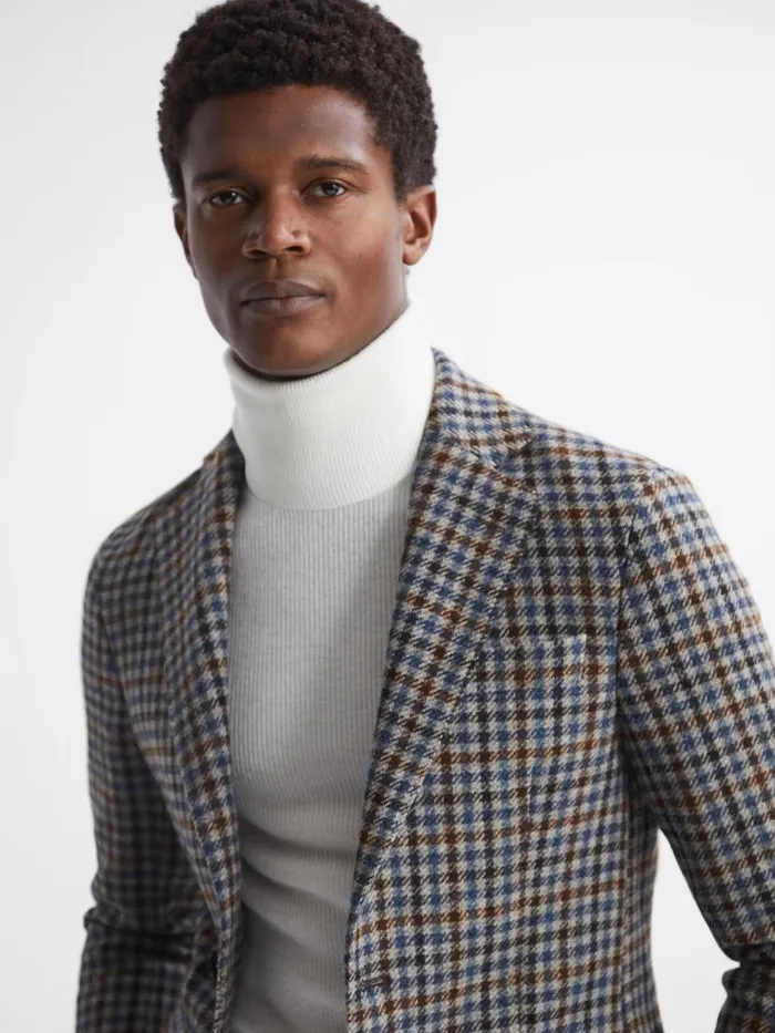 Men Reiss Brands Jacobson Wool Double Breasted Blazer Blue Moon