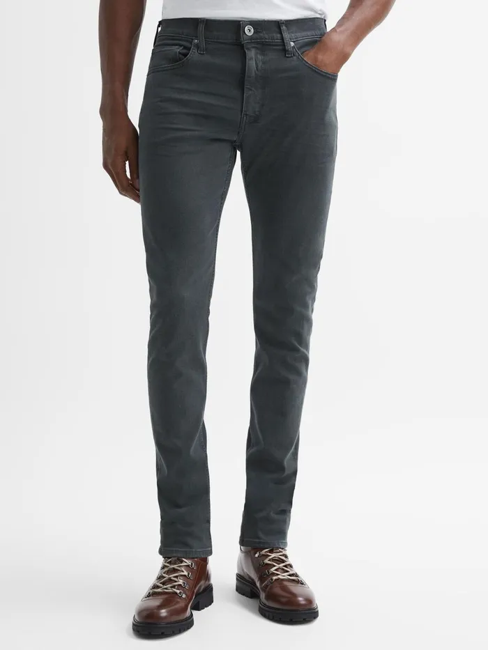 Men Reiss Jeans High Slim Fit Stretch Jeans Vintage Midnight Thistle