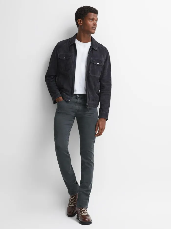 Men Reiss Jeans High Slim Fit Stretch Jeans Vintage Midnight Thistle