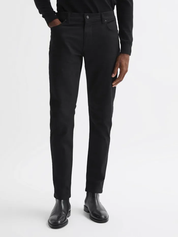 Men Reiss Jeans Jet Slim Fit Jeans Black