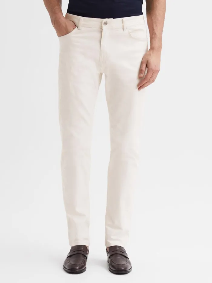 Men Reiss Jeans Santorini Tapered Slim Fit Jeans Ecru