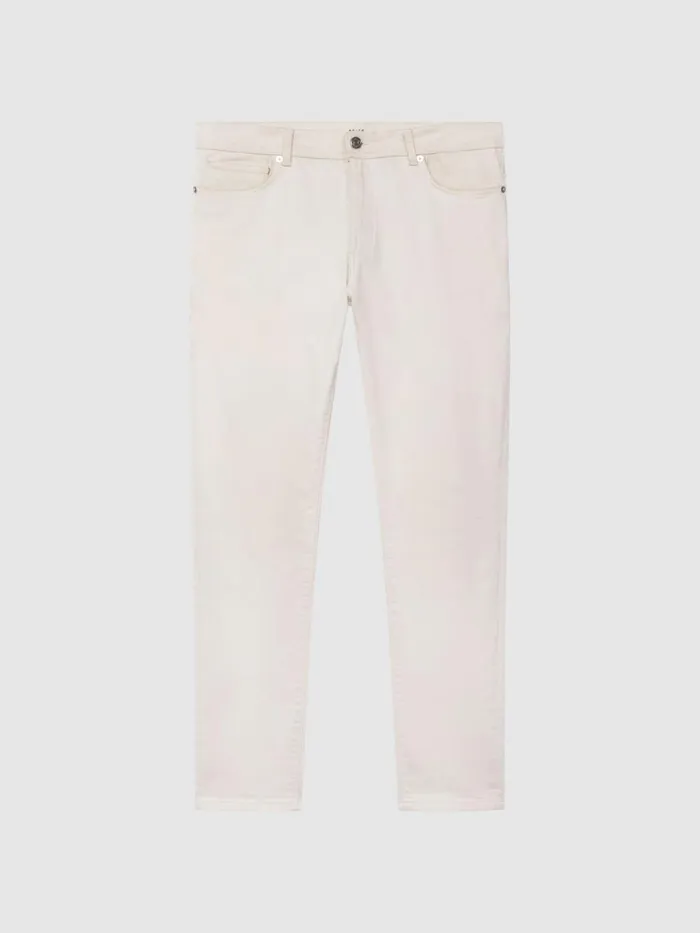 Men Reiss Jeans Santorini Tapered Slim Fit Jeans Ecru