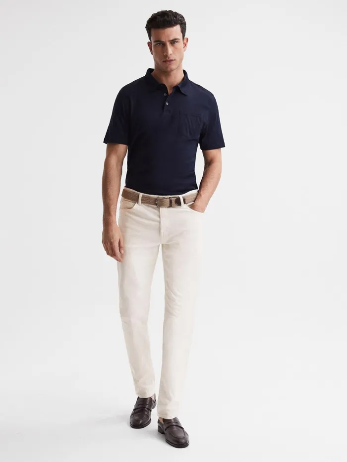 Men Reiss Jeans Santorini Tapered Slim Fit Jeans Ecru