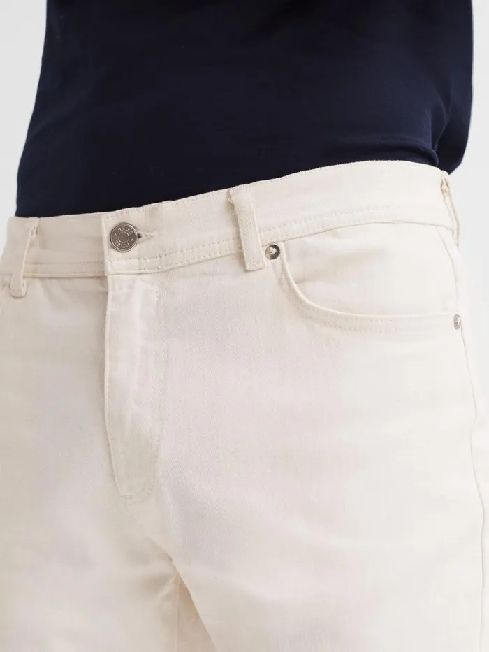 Men Reiss Jeans Santorini Tapered Slim Fit Jeans Ecru