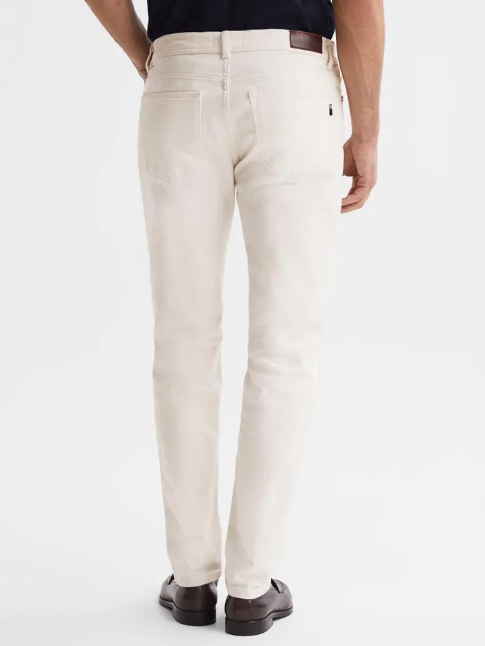 Men Reiss Jeans Santorini Tapered Slim Fit Jeans Ecru
