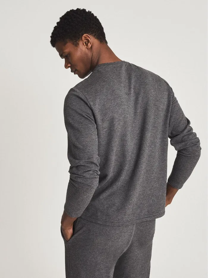 Men Reiss Knitwear Adam Melange Crew Neck Jumper Dark Grey