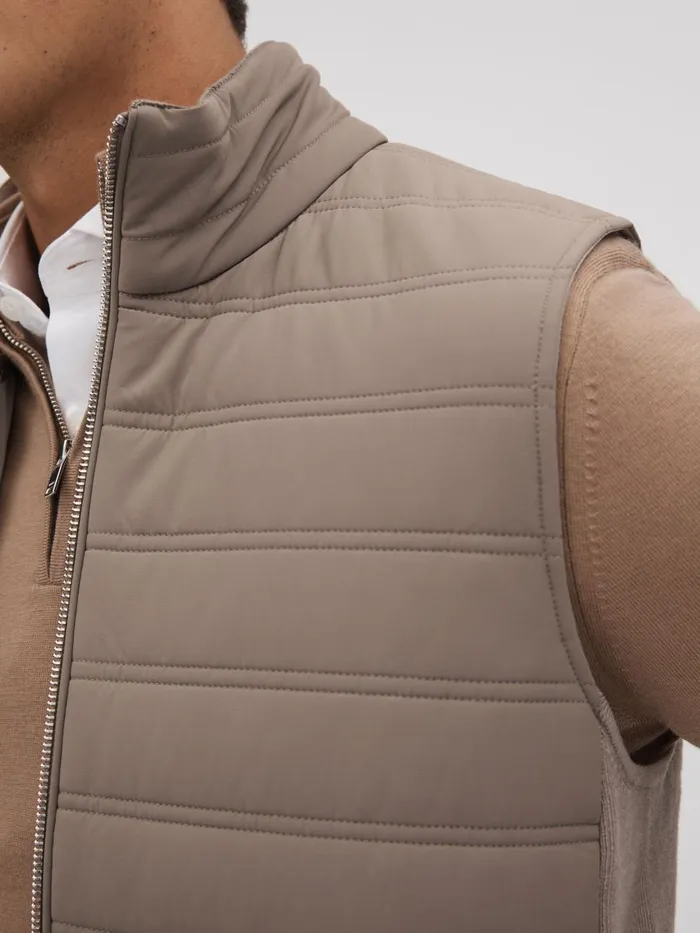 Men Reiss Knitwear Cranford Hybrid Quilt And Knit ZipThrough Gilet Mink