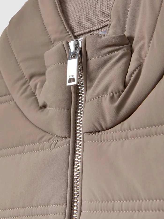 Men Reiss Knitwear Cranford Hybrid Quilt And Knit ZipThrough Gilet Mink