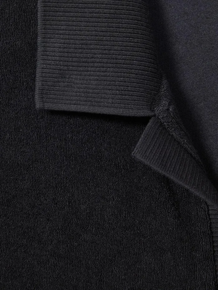 Men Reiss Knitwear Eden Towelling Cuban Collar Shirt Navy