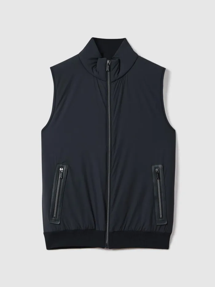 Men Reiss Knitwear F1 Hybrid Quilt And Knit Gilet Navy