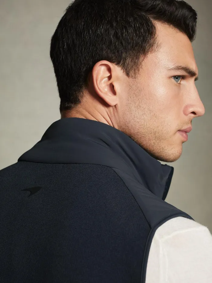 Men Reiss Knitwear F1 Hybrid Quilt And Knit Gilet Navy