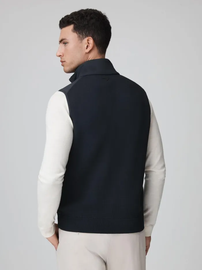 Men Reiss Knitwear F1 Hybrid Quilt And Knit Gilet Navy