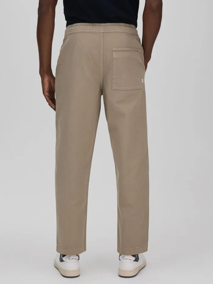 Men Reiss Pants London Cotton Drawstring Trousers Light Khaki