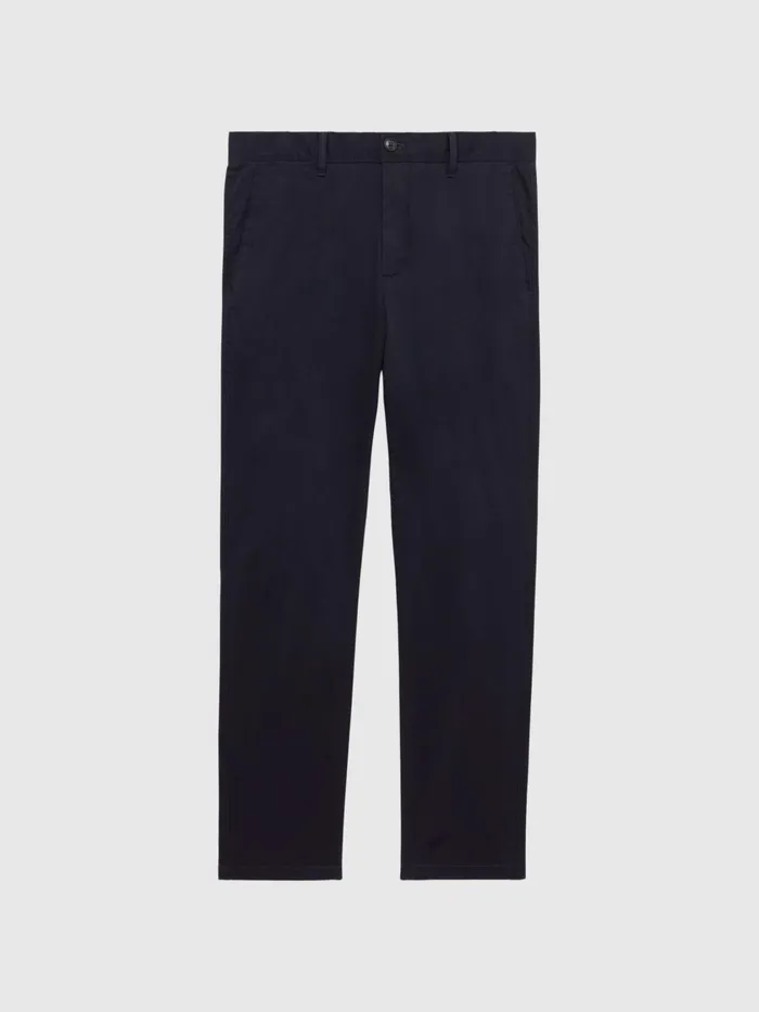 Men Reiss Pants Pitch Slim Fit Washed Chinos Navy