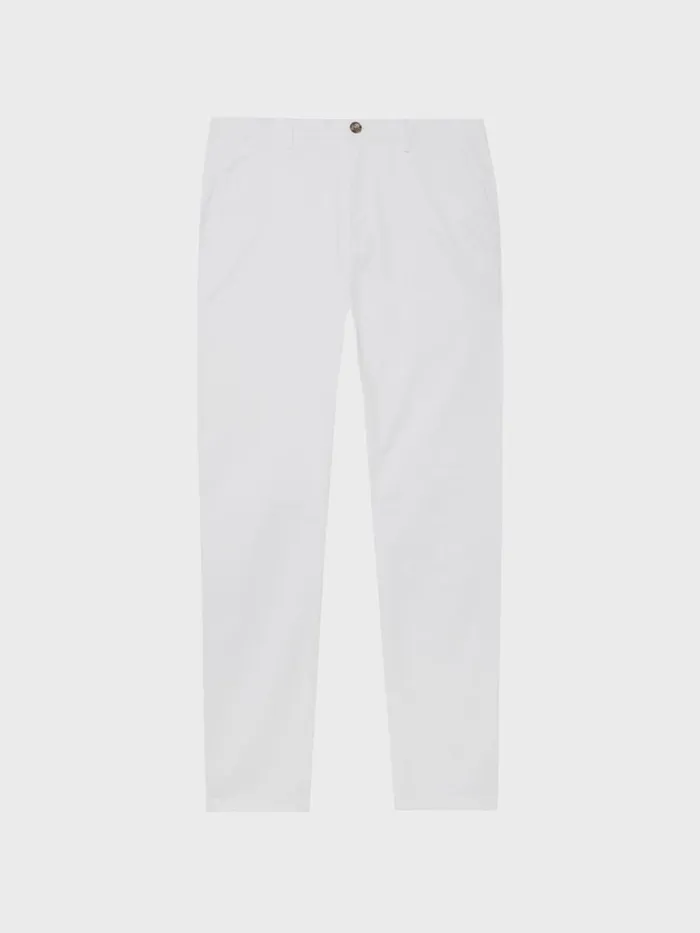 Men Reiss Pants Pitch Slim Fit Washed Cotton Blend Chinos White