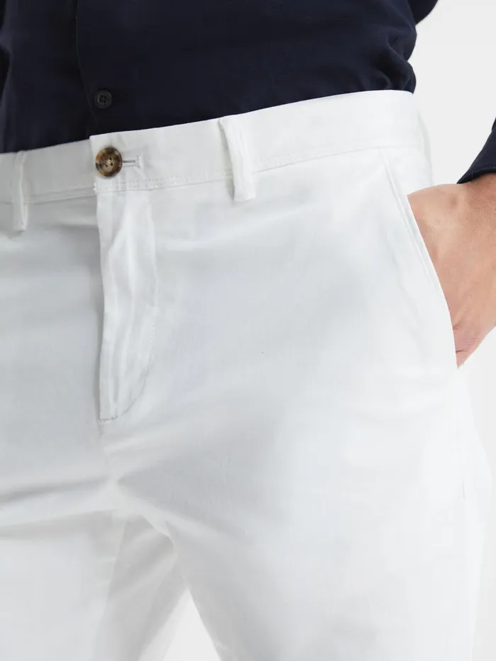 Men Reiss Pants Pitch Slim Fit Washed Cotton Blend Chinos White