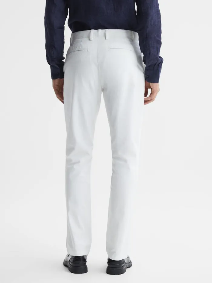 Men Reiss Pants Pitch Slim Fit Washed Cotton Blend Chinos White