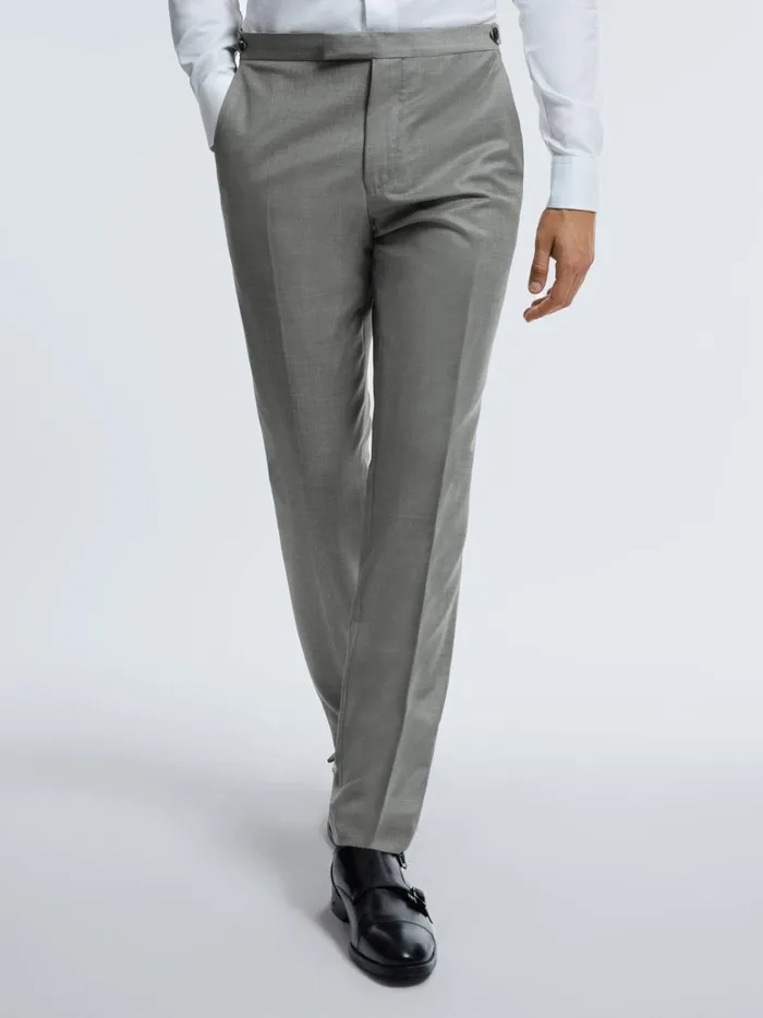 Men Reiss Pants Wool Cashmere Blend Slim Fit Trousers Grey Melange