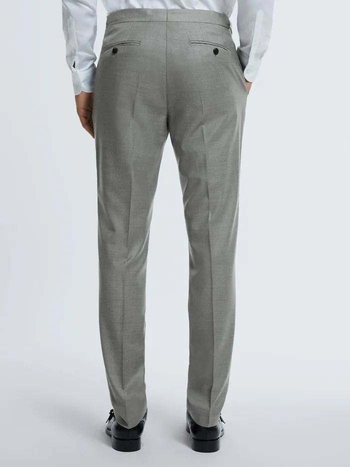 Men Reiss Pants Wool Cashmere Blend Slim Fit Trousers Grey Melange