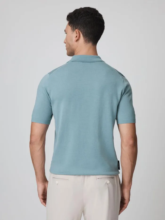 Men Reiss Polo Shirts F1 Merino Wool Polo Shirt Soft Blue
