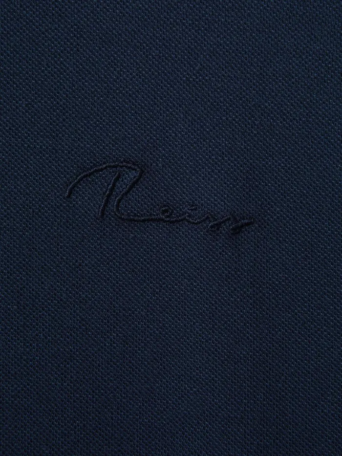 Men Reiss Polo Shirts Peters Slim Fit Garment Dyed Embroidered Polo Shirt Airforce Blue