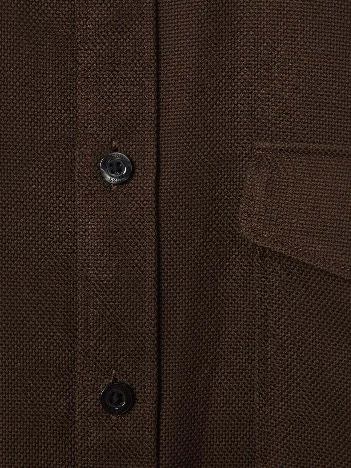 Men Reiss Shirts Arlo Cotton Canvas Overshirt Chocolate