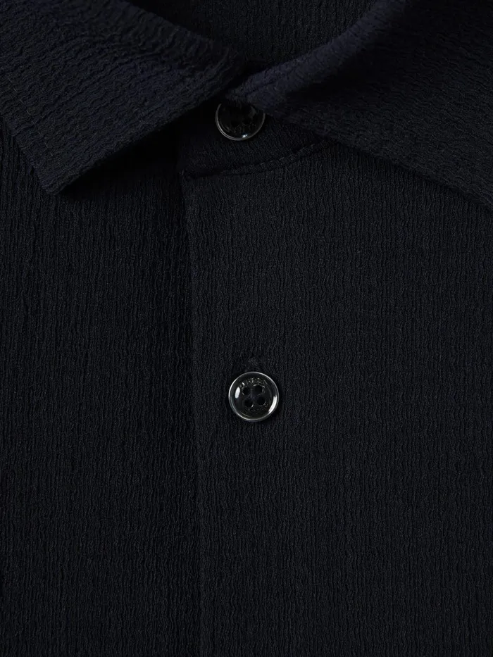 Men Reiss Shirts Corsica Textured ButtonThrough Shirt Navy
