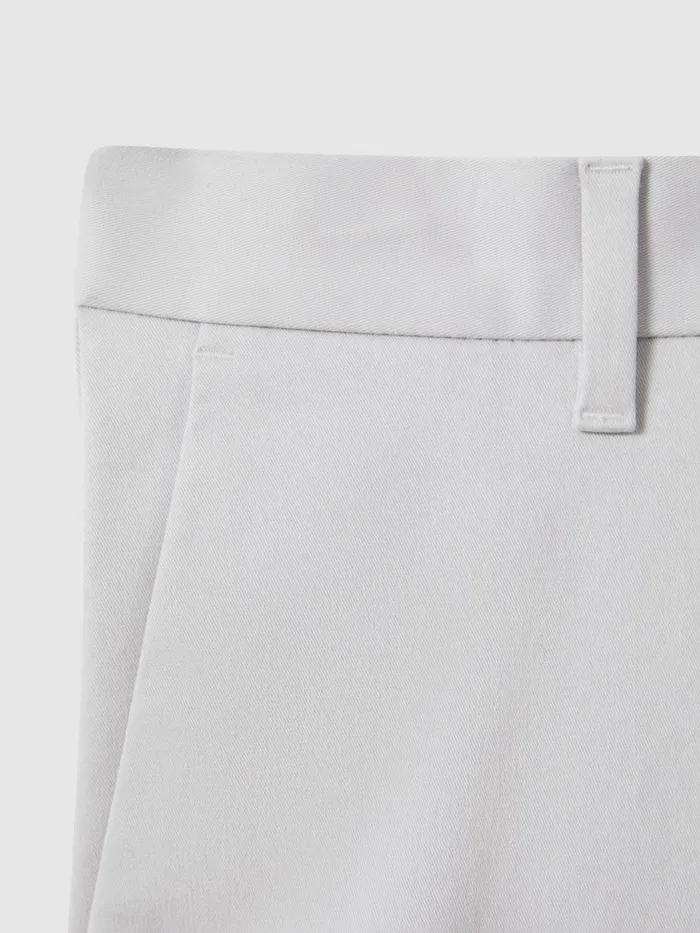 Men Reiss Shorts Wicket Modern Fit Cotton Blend Chino Shorts Ice Grey