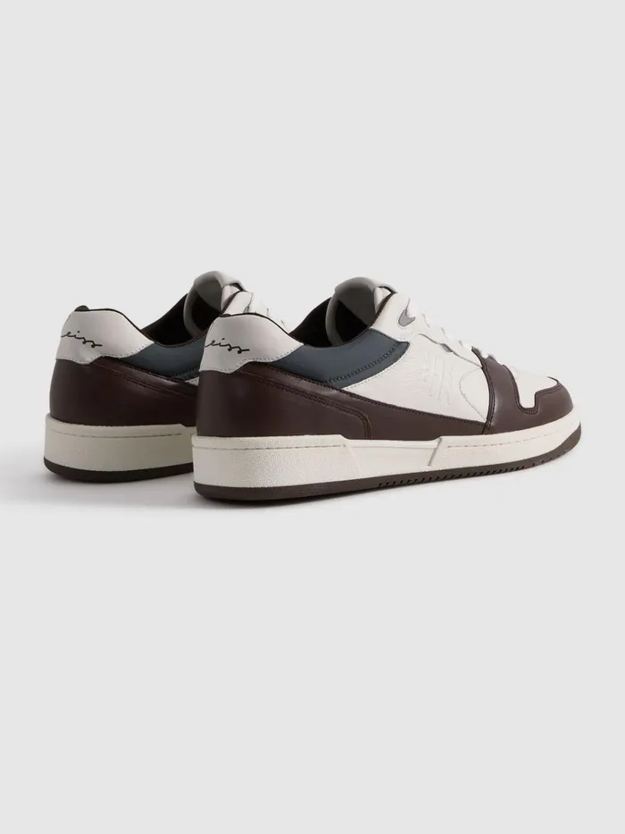 Men Reiss Sneakers Astor Leather LaceUp Trainers Brown