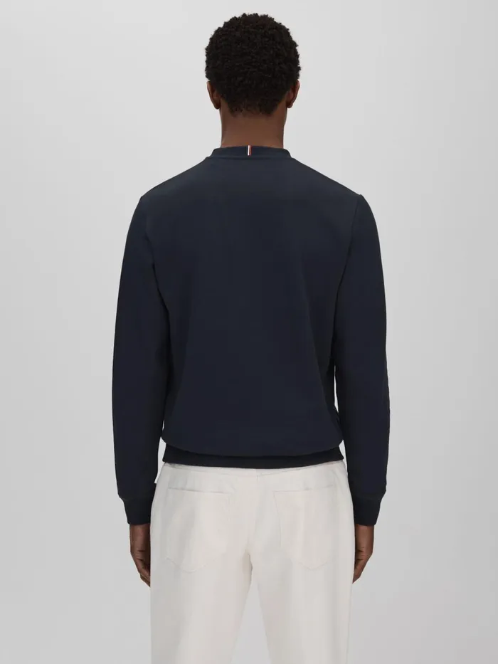 Men Reiss Sweats Hoodies and Joggers Deux Cotton Crew Neck Sweatshirt Navywhite
