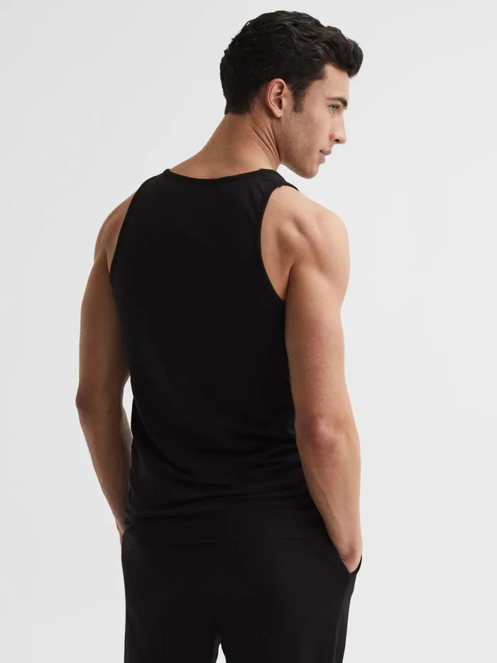 Men Reiss Sweats Hoodies and Joggers Vinnie Cotton Stretch Vest Black