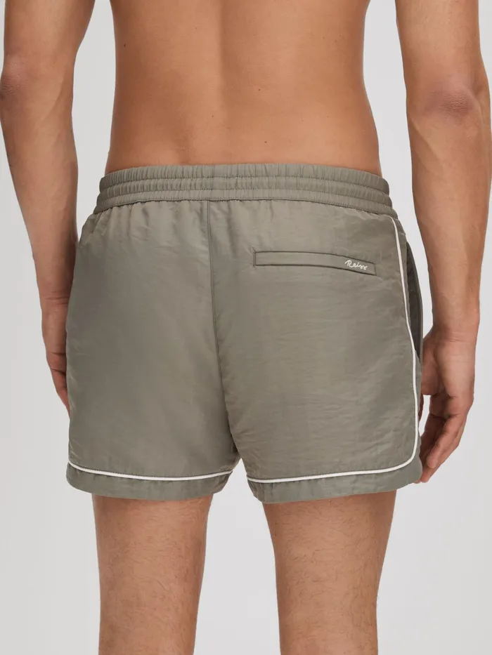 Men Reiss Swimwear Azure Piped Drawstring Swim Shorts Pistachio