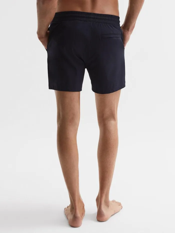Men Reiss Swimwear Beach Plain Drawstring Swim Shorts Navy