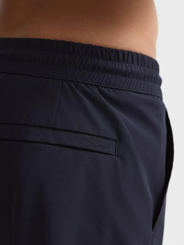 Men Reiss Swimwear Beach Plain Drawstring Swim Shorts Navy