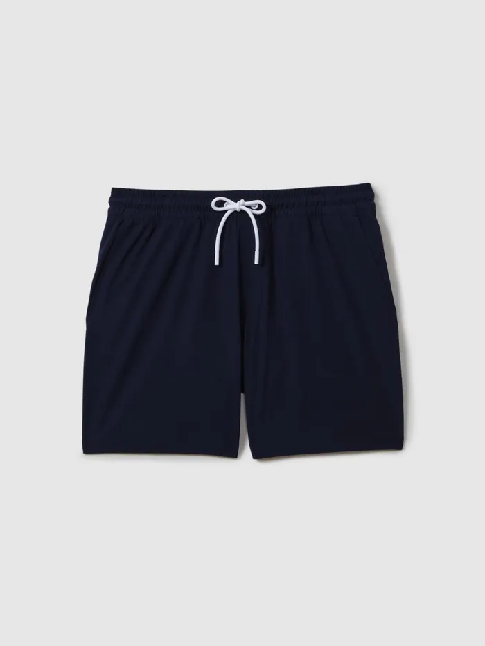 Men Reiss Swimwear Shore Plain Drawstring Waist Swim Shorts Navy
