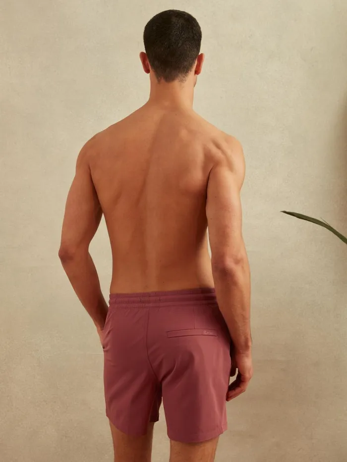 Men Reiss Swimwear Shore Plain Drawstring Waist Swim Shorts Old Rose
