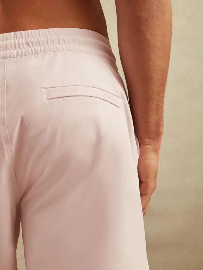 Men Reiss Swimwear Shore Plain Drawstring Waist Swim Shorts Pale Pink