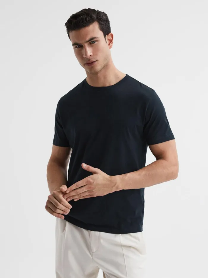 Men Reiss TShirts Bless Marl Crew Neck TShirt Aquamarine Blue